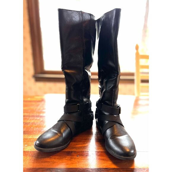 Rampage Isadora Black Riding Decorative Black calf Boots. Size 6M - Picture 1 of 10